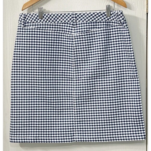 NWT Talbots‎ Blue & White Gingham Flat Front Stretch Denim Skirt Sz- 14 Preppy - Picture 3 of 7